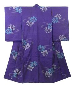 This is a vintage Meisen Kimono with 'Kiku'(chrysanthemum) like flower pattern, which is woven on the stripe of blue purple and purple background Purple Background, Purple Backgrounds, Flower Pattern