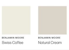 three different shades of white paint with the words,'behramm more swiss coffee