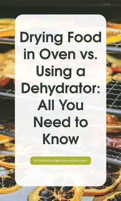 an oven with baked goods on it and the words drying food in oven vs using a dehydraator all you need to know