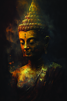 Buddha Statue hochwertig sanft lächelnd als detailreiche Illustration in wunderschönen Farben. Buddha Wall Painting, Abstract Buddha, Buddha Background, Warrior Paint, Ganesh Art Paintings, Buddha Canvas, Buddha Art Drawing, Buddha Artwork, Buddha Art Painting