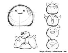 the steps to draw cartoon animals with different expressions and shapes for each animal's head