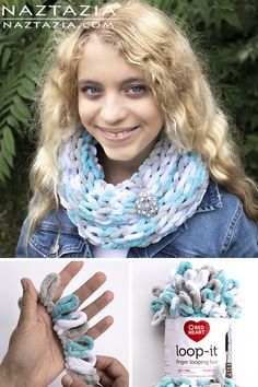 a collage of photos showing how to crochet a scarf