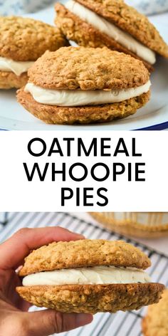 oatmeal whoopie pies with cream cheese on top and bottom