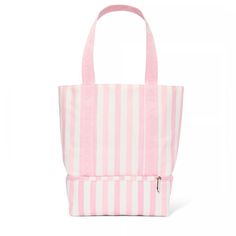 Victoria's Secret Cooler Tote New With Tags Never Used Color : Pink And White Tote Bag Straps, Cooler Tote Bag, Canvas Duffle Bag, Color Block Tote, Victoria Secret Tote Bags, Cooler Tote, Striped Bags, Denim Tote Bags, Travel Tote Bag