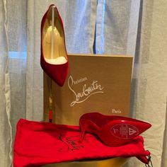 Red Velvet Christian Louboutins Size 7 But Fits 7.5 (I’m A 7.5 And They Fit Me) 4 Inch Heel ***Brand New*** ***Stickers Still On*** ***Never Been Worn*** Come With 2 Dust Bags & Box Great Christmas Shoes Designer Heels With Red Sole For Galas, Christian Louboutin Kate 100, Wood Platform Heels, Christian Louboutin Pigalle Follies, Christian Louboutin Kate, Christian Louboutin Pigalle, Christmas Shoes, Christian Louboutin So Kate, Christian Louboutin Heels