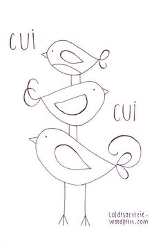 a drawing of two birds sitting on top of each other