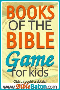 the book of the bible game for kids is shown with an open book on top