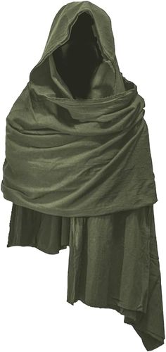 Cloaked Man Art, Male Fantasy Clothing Design, Mens Cloak, Shark Clothes, Cyberpunk Accessories, Hooded Cowl Scarf, Larp Inspiration, Fair Costume, Medieval Hats