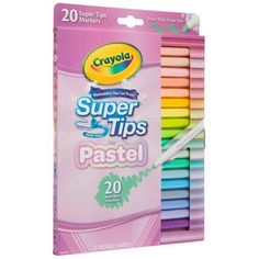 crayon super tips pastel markers, assorted colors, 20 count box