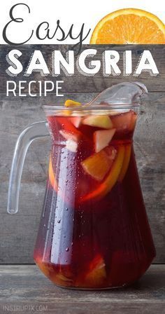 an easy sangria recipe in a pitcher with orange slices