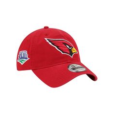 You're a longtime fan of the Arizona Cardinals and love showing off your unwavering devotion as often as possible. Accomplish that easily by wearing this Distinct 9TWENTY hat from New Era. It features the iconic Arizona Cardinals logo on the crown, with a special patch embroidered on the side. Additionally, the adjustable construction creates a perfect fit.You're a longtime fan of the Arizona Cardinals and love showing off your unwavering devotion as often as possible. Accomplish that easily by Red Fan Merchandise Cap, Red Sports Team Baseball Cap, Red Sports Fan Baseball Cap, Red Sports Fan Hat For Baseball Season, Casual Red Hats For Game Day, Red Sports Fan Baseball Cap For Game Day, Red Sports Fan Hats For Game Day, Red Sports Fan Hat, Red Cap For Game Day