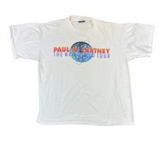 a white t - shirt with the words paul mcentney on it