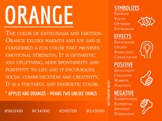 an orange poster with the words orange on it and other information about what to do