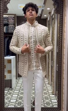 Buy Men's Exclusive Golden Sequence Open Shrug Set Wedding Designer Open Jodhpuri Set Groom Special Designer Shrug Set Most Demanding Online in India - Etsy Open Jodhpuri, Designer Shrug, 50th Birthday Dress, Unique Mens Wedding Suits, Indian Groom Outfit, Wedding Matching Outfits, Indian Wedding Suits Men, Wedding Clothes For Men, Indian Groom Dress