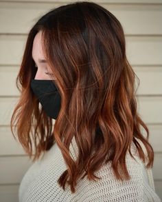 Fashion Bax Brown Root Red Balayage, Copper Brown Hair Medium Length, Cool Copper Balayage, Copper Ribbons Hair, Natural Copper Balayage Brunette, Bayalage Copper Brown, Rich Red Balayage, Mahogany And Copper Balayage, Low Maintenance Auburn Balayage