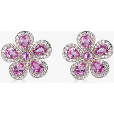 Piranesi - Classic Flower Earrings in Pink Sapphire - 18K White & Rose Gold White Diamond Earrings, Classic Flower, Nature Inspired Jewelry, Flower Tops, White Rose Gold, Sapphire Diamond, White Diamonds, Pink Sapphire, Flower Earrings