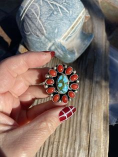 New without tags JEWELRY TYPE : Rings MAIN STONE : Turquoise METAL : Sterling Silver RING SIZE : 7 ARTISAN : Kathleen Chavez Navajo Sterling Silver & Multi Stone Cluster Ring. Sz 7. Gorgeous Kingman Web Turquoise & Natural Red Coral Stones. Measuring 1 1/2 inches long and 1 1/4 inches wide. Weight 16 grams. Signed by Kathleen Chavez and stamped Sterling. Such a beautiful color combination. Thank you for looking at our items. Please contact us if you have any questions. Exported By Export Womens Denim Dress, Silver Heart Ring, Coral Stone, Blowout Sale, Beautiful Color Combinations, Taos, Casual Wedding, Sterling Silver Heart, Red Coral