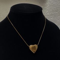 "Puffed Big Heart Necklace in Gold ✨✨ Fully stainless steel & tarnish proof! (18k gold plated) 15\" with a 2\" extender Snake chain style featuring a gold puffed heart pendant 🤍 Handmade with love!" Big Heart Necklace, Puffy Heart Necklace, Outfit Plan, Puffed Heart, Jewelry Style, Silver Heart Necklace, Puffy Heart, Big Heart, Custom Necklace