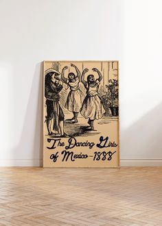 the dancing lives of mexico - 1933 poster in an empty room with wood flooring