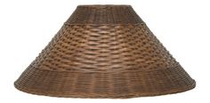 a large brown wicker lamp shade on a white background