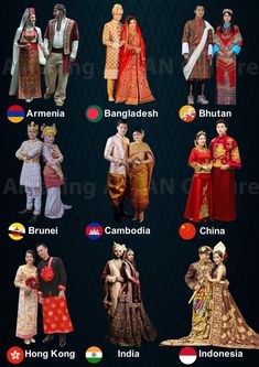 many different types of people in traditional dress