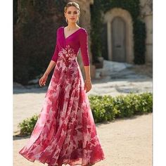 Silhouette:A-Line; Hemline / Train:Floor Length; Closure:Zipper UP; Fully Lined:Yes; Built-In Bra:Yes; Embellishment:Flower; Fabric:Chiffon; Sleeve Length:3/4 Length Sleeve; Tips:Colors may vary slightly due to different monitor settings,Professional dry cleaner only; Boning:No; Style:Elegant; Occasion:Formal,Wedding Guest; Waistline:Natural; Neckline:V Neck; Listing Date:12/11/2023; Bust:; Hips:; Hollow to Floor:; Waist: Brides Mom Dress, Dress Formal Wedding Guest, Kentucky Derby Dress, Homecoming Formal Dresses, Formal Wedding Guests, Floral Dress Formal, Derby Dress, Mother Wedding Dress, Dresses Formal Elegant