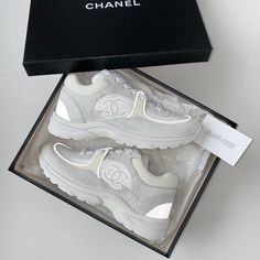 The 'CC' Chanel runner joins the reflective trend. Arguably one of the most popular Chanel sneakers styles to date. This latest version is a must have. Unworn & 100% authentic guaranteed. Supplied in its original packaging. DETAILSAll white colour.Round toe.CC logo to the side.Reflective Need assistance? Use our Sourcery service or speak to a member of our team via WhatsApp Chanel Sneakers, Mens Travel Bag, Fashion Buyer, White Colour, Cc Logo, Heeled Loafers, Hat Shop, Exclusive Bag, Images Gif