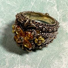 Barbara Bixby Citrine Lotus Flower Sterling Silver & 18k Gold Ring Size 7. Needs Some Polishing Barbara Bixby Rings, 18k Gold Ring, Ring Size 7, Lotus Flower, Womens Jewelry Rings, Citrine, Gold Ring, Silver Gold, Lotus