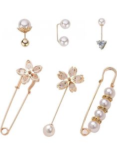 Material:Zinc alloy Size：The length is 4cm.3.6cm.4cm.8cm.7.8cm.8cm respectively, the error is 1cm Elegant decorations: the faux pearl brooch pins are good accessory for your shawls, collars, sweaters, hat and dresses, fit for both formal and casual occasions, make you look more charming and elegant Exquisite design: the brooch pin designed with faux pearl, simple and classic, lustrous pearls with good shine are helpful to add highlights to your outfits, easy to use with clips, mak... Elegant Decorations, Sweater Shawl, Vintage Shirt Dress, Safety Pins, Pearl Brooch, Cheap Jewelry, Elegant Decor, Dress With Cardigan, Safety Pin