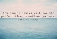 the quote you cannot always wait for the perfect time, sometimes you must dare to jump