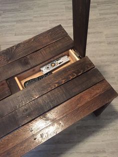 a table made out of pallet wood with the words new amazing diy wooden vanity top