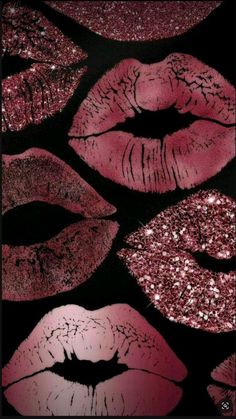 many different lips with glitter on them