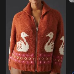 Maev X Anthro Swab Sweater Never Worn/ Nwt Size Xxs Burnt Orange Color -Super Soft Zip Up Sweater, Decorated With Swans Pink Cable Knit Sweater, Beaded Cardigan, Dolman Sleeve Sweater, Color Block Cardigan, Cropped Cardigan Sweater, Soft Cardigan, Open Cardigan Sweater, Bell Sleeve Sweater, Anthropologie Sweater