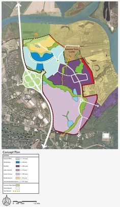 a map shows the location of several different areas in an area with water and land