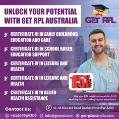 an advertisement for the get rpl program with a man in scrubs and a stethoscope