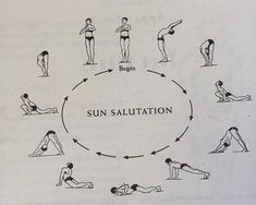 the sun salutation diagram is shown in black and white