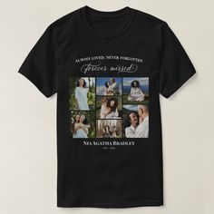 Forever Missed Elegant Memorial Photo Collage T-shirt, Men's, Size: Adult S, Black Gender: male. Always Loved Never Forgotten, Top Gifts For Kids, Forever In Our Hearts, Cricut Projects Beginner, Never Forgotten, Star Wars Gifts, Dark Colors, Photo Collage, Tshirt Colors