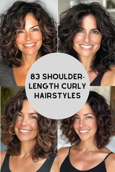 Shoulder-Length Curly Hairstyles >>> An angled cut with voluminous curls is a modern and magnificent hairstyle for curly hair. The angular layers give your curls even more volume and dimension, giving them a super trendy look and a defined frame for almost any face shape. Click here to check out more stunning shoulder-length hairstyles for curly hair. Long Bob Curly Hairstyles, Shoulder Length Curly Bob Hairstyles, Mid Length Curly Hair Styles, Medium Length Haircut For Curly Hair, Curly Hairstyles Shoulder Length, Curly Hair Shoulder Length, Curly Medium Length Hair, Medium Curly Haircuts, Layered Curly Haircuts