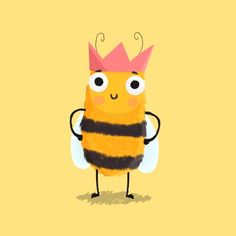 a cartoon bee with a crown on its head