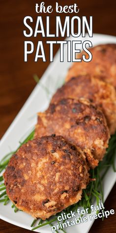 the best salmon patties are made with fresh herbs and served on a white plate