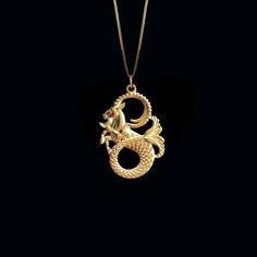 Capricorn Pendant - johnnysaintstudio Capricorn Logo, Capricorn Jewelry, Capricorn Pendant, April Crafts, Jewel Design, Pendants Necklaces, Solid Gold Chains, Small Circle, Yellow Gold Pendants