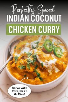 This Creamy Indian Coconut Curry Chicken is the quickest, easiest chicken curry recipe – perfect for weekdays! Aromatic spices like curry powder, turmeric, and cayenne pepper blend with rich coconut milk to create an irresistibly creamy sauce. Enjoy it with steamed basmati rice, naan bread, paratha or roti. This flavorful chicken curry pairs well with a tangy cucumber salad or beans stir fry. Perfect for everyday meals or special occasions. Find the full coconut chicken curry recipe on my blog! Chicken Curry Sauce Recipes, Quick Chicken Curry Recipe, Indian Coconut Chicken Curry, Curry Powder Recipes, Authentic Chicken Curry, Chicken Curry Recipe Indian, Indian Curry Chicken, Indian Coconut Curry, Best Chicken Curry Recipe