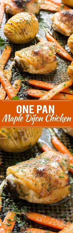 one pan maple dijond chicken with carrots and parsley on the side