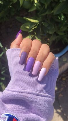 Nails Purple Ombre, Purple Ombre Nails, April Nails, May Nails, Short Coffin, Nail Prep, Cute Gel Nails