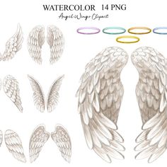 Purple Angel Wings, Wings Clipart, Purple Angel, Watercolor Elements, White Wings, Fairy Wings