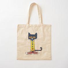 100% cotton reusable shopping carry bag with digital print on one side. Pete The Cat Inspired Shirt For Birthday or Everyday Cotton Tote Bag With Cat Print, Cotton Bag With Cat Print, Rectangular Shape, Everyday Cotton Bags With Cat Print, Cotton Bags With Cat Print For Everyday Use, Rectangular Cotton Bag With Cat Print, Cotton Cat Print Bags For Everyday Use, Casual Cotton Bag With Cat Print, Cotton Cat Print Rectangular Bag, Rectangular Cotton Bag With Cat Design