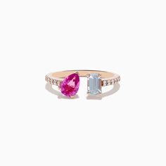 Effy 14K Gold Diamond, Pink and White Sapphire Toi Et Moi Ring Effy Jewelry, White Sapphire, Gold Rose, Pink And White, Gold Diamond, Sapphire, Rose Gold, Ring, Pink