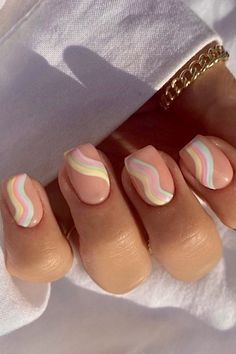 Pastel Nails Designs, Summery Nails, Short Square Acrylic Nails, Short Nail Designs, Pastel Nails