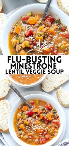 Lentil Veggie Soup, Lentil Soup Recipes, Vegetable Soup Recipes, Soup And Stew, Lentil Recipes, Minestrone