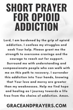 a prayer card with the words, short prayer for opioid addition